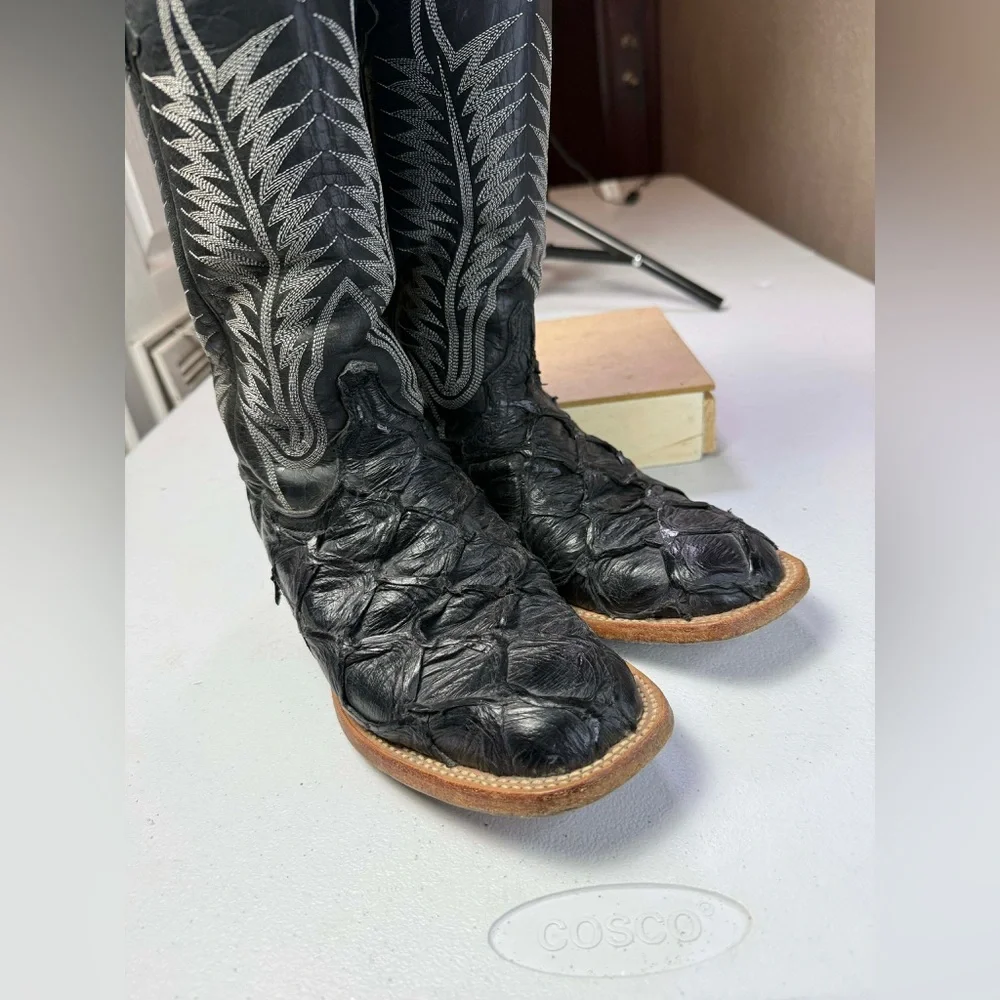 LUCCHESE CLASSIC Pirarucu Fish Made in USA Women boots Size 7 Extremely rare - Picture 3 of 14